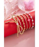 Gold Bow Pearl Cross Beaded Bracelet Set - $4.48