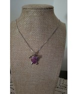 Turtle Pendant Necklace ~ Turtle Design ~  Silver Hardware ~ Purple Opal... - £11.77 GBP
