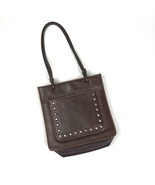 Small Brown Handbag Shoulder Bag Purse Silver Studded Faux Leather - $369.07 MXN