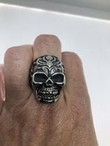 Vintage Motard Vampire Tête de Mort Homme Unisexe Bague Sz 13 - £31.65 GBP