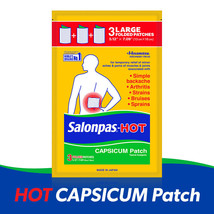 Salonpas Hot Capsicum Patch, Topical Analgesic - 3 Large Patches..+ - £13.44 GBP