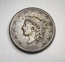 1838 Large Cent VF Coin AN709 - £54.73 GBP