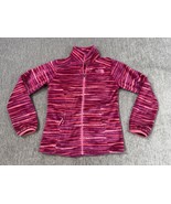North Face Jacket Girls Medium 10/12 Pink Purple Fleece Full Zip Striped... - $14.84