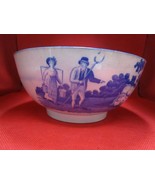 Antique Chinese bowl blue transferware peasants farmers - £43.12 GBP