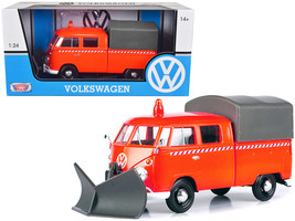 Volkswagen Type 2 (T1) Pickup Truck Orange with Snow Plow and Camper She... - $49.94