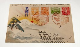 Karl Lewis 1935 Hand-Painted Watercolor Cover Japan to CT, USA Tatsuta M... - $233.97