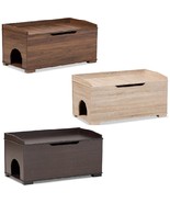 Cat Litter Box Cover Cat House End Table Furniture Walnut Dark Brown Oak... - $169.97