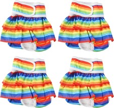 4Pcs Rainbow Dog Female Diapers For Heat And Period - Washable Extra Large Breed - $34.99