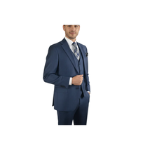 Men Suit BERLUSCONI Turkey 100% Italian Wool Super 180's Vested #Ber1 Navy Blue image 8