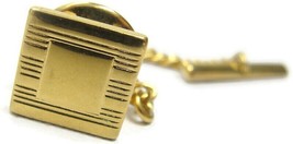 Vintage Tie Tack Gold Tone Engravable Square Lapel Pin Collectable - £15.77 GBP