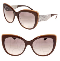 Bvlgari Divas Dream 8198 Brown Beige Oversized Crystal Sunglasses BV8198B Women - £213.66 GBP