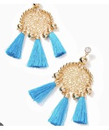 Lilly Pulitzer Sea Dreamer Statement  Drop Earrings Gold Tone Cumulus Bl... - $39.60