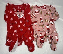 Baby girl set of 2 Carter’s Christmas footed pajamas-Size 2T - £8.86 GBP