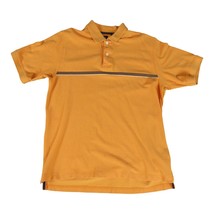 Izod Polo Shirt Men&#39;s Large Yellow Blue Gray Stripe Pattern 100% Cotton - £10.28 GBP