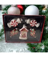 Vintage Holiday Home Set Of Glass Figurine Ornaments Candy House 5pcs. - $11.29