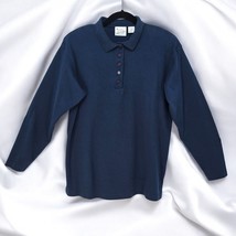 Vintage Fast Pace Sweatshirt Woman Medium Navy Blue 100% Cotton Long Sle... - $14.01