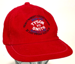 Vtg Tyson vs Smith Heavyweight Championship 1987 LV-Red Corduroy Snapback Hat - £165.73 GBP