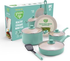 Greenlife 8 Piece Ceramic Nonstick Pots and Pans Set, Induction Suitable... - $55.00
