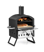 Outdoor Pizza Oven with Anti-scalding Handles and Foldable Legs-Black - ... - $145.67