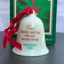 Mother and Dad Hallmark Keepsake Porcelain Bell Christmas Tree Ornament ... - $11.88