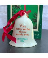 Mother and Dad Hallmark Keepsake Porcelain Bell Christmas Tree Ornament - 1986 - £9.49 GBP
