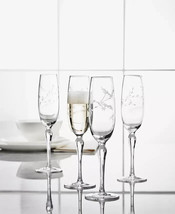 Hotel Collection Etched Floral 7 oz Champagne Flutes, Set of 4, NEW - £22.70 GBP