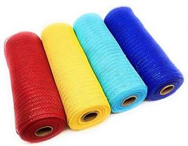 Autism Awareness Decorative 10&quot; Wide Deco Mesh Ribbon Rolls (Red, Royal and Ligh - £24.97 GBP