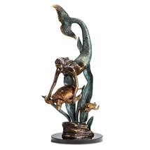 Ocean Explorers Mermaid and Turtle Brass and Marble Statue - $1,143.45