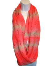 American Eagle AEO Bright Vibrant Pink Tan Crochet Infinity Scarf NWT NEW - £7.17 GBP