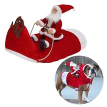 Christmas Dog Clothes Santa Claus Riding Pet Costume Cat Cosplay Outfit - £23.93 GBP