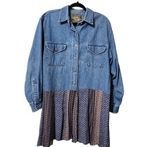 Vintage Express Denim Medium 90’s Y2K Geometric Print Long Sleeve Shirt ... - $26.01