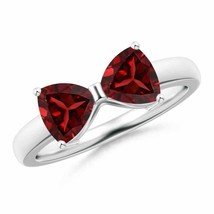ANGARA Two Stone Trillion Garnet Bow Tie Ring for Women, Girls in 14K Solid Gold - £722.18 GBP