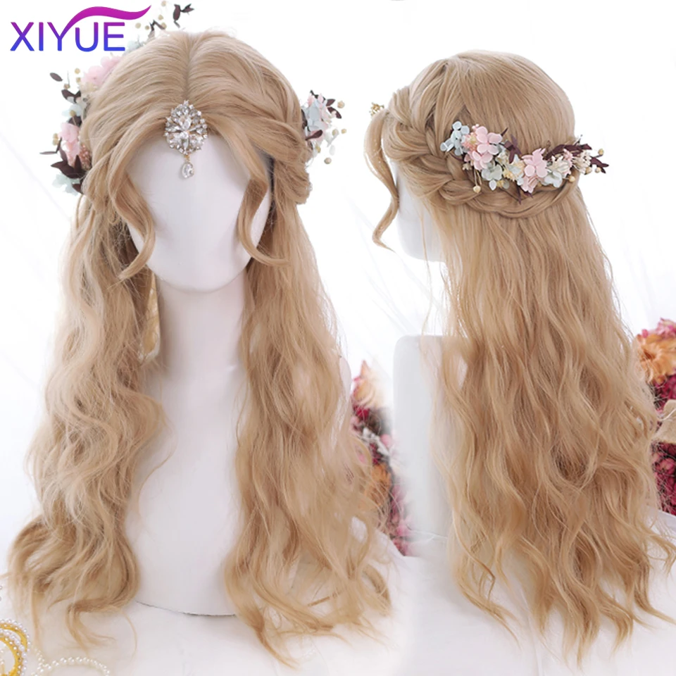 XUTYE Ombre Brown Light Blonde Platinum Long Wavy Middle Part Hair Wig Cosplay - £17.06 GBP+