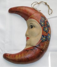 10&quot; Rustic Crescent Moon Clay Ceramic Dimensional Hanging Wall Art Decor M2 - £14.80 GBP