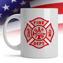 Coffee Mug, Fire Dept Maltese Cross Firefighter, 11oz Ceramic Mug Gift - £18.67 GBP