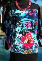 Cache Top New Sz XS/S/M/L Dolman Sleeve Banded Bottom Stretch Tropical $108 NWT - £34.48 GBP