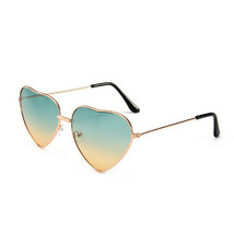 TRENDY Green &amp; Orange Heart Shaped Aviator Style Sunglasses Gold Metal Frame - £12.08 GBP
