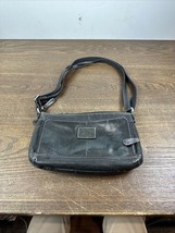 FOSSIL Black Soft Pebble Leather Slim Crossbody Credit Card Organizer Bag - $18.49