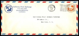 1937 US Air Mail Cover - California Fruit Exchange, Sacramento, CA to NYC G1  - £2.32 GBP