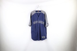 Vintage Harley Davidson Mens Large Faded Spell Out Baseball Jersey Blue Cotton - £62.36 GBP