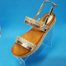  Nature Breeze Womens Silver Glitter Open Toe Weaved Low Platform Sandals 10 New - $34.60