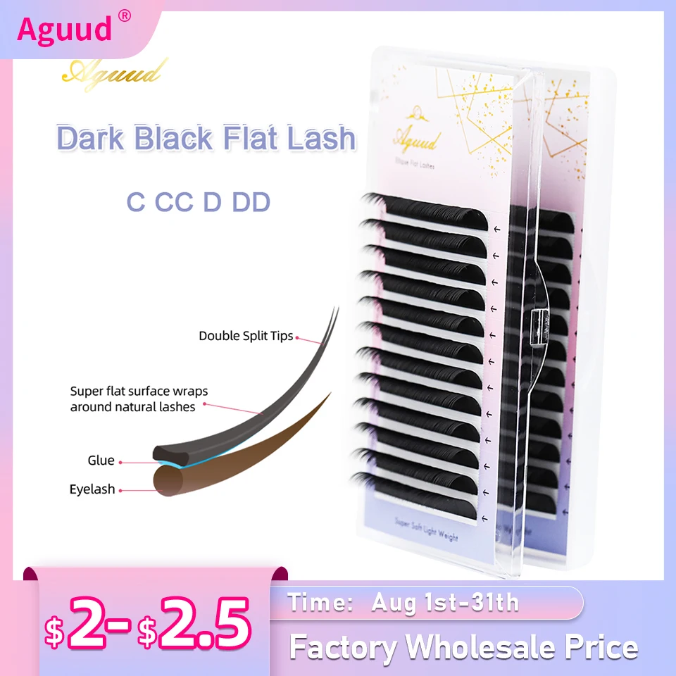 Uper flat matte lashes soft split tips ellipse false eyelash dark black individual faux thumb200