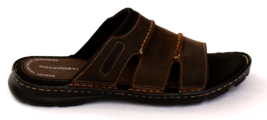 Rockport Brown Leather Darwyn Slide Sandal Men&#39;s 10.5 - $84.14