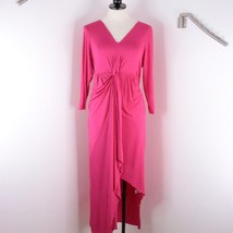 Kate &amp; Mallory Women&#39;s M Hot Pink Asymmetrical Long Sleeve Knotted Maxi ... - £12.50 GBP