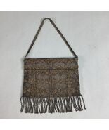 Antique Steel Micro Bead Evening Purse With Fringe - $34.27 CAD