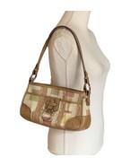 Etienne Aigner Pastel Logo Fabric Brown Leather Shoulder Bag Color Block - £11.79 GBP
