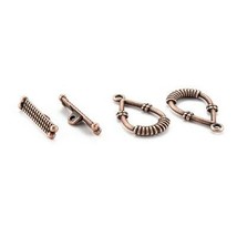 Toggle Clasps Antiqued Copper Bracelet Necklace T Clasps 4 Sets Tear Findings - £2.71 GBP
