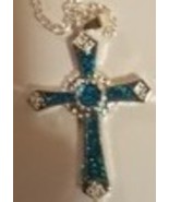 Christian Cross Necklace - Blue  - £12.53 GBP