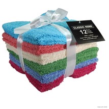 Wash Cloth Set 12X12  100% Cotton Assorted Colors Bath Kitchen General Cleaning - £14.82 GBP