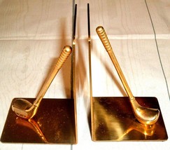 Vintage Book Ends Solid Brass Golf Club Man Cave Father Day Office Mod - £19.74 GBP